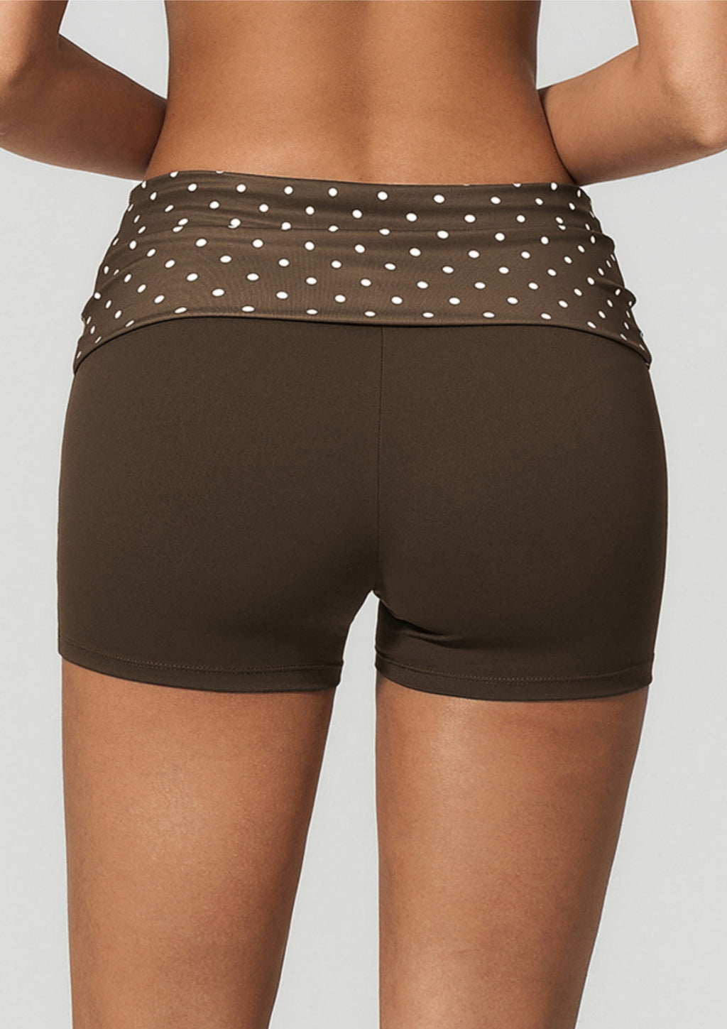 Women Fold Over Striped Waist Yoga Shorts High Waist Tight Workout Biker Shorts