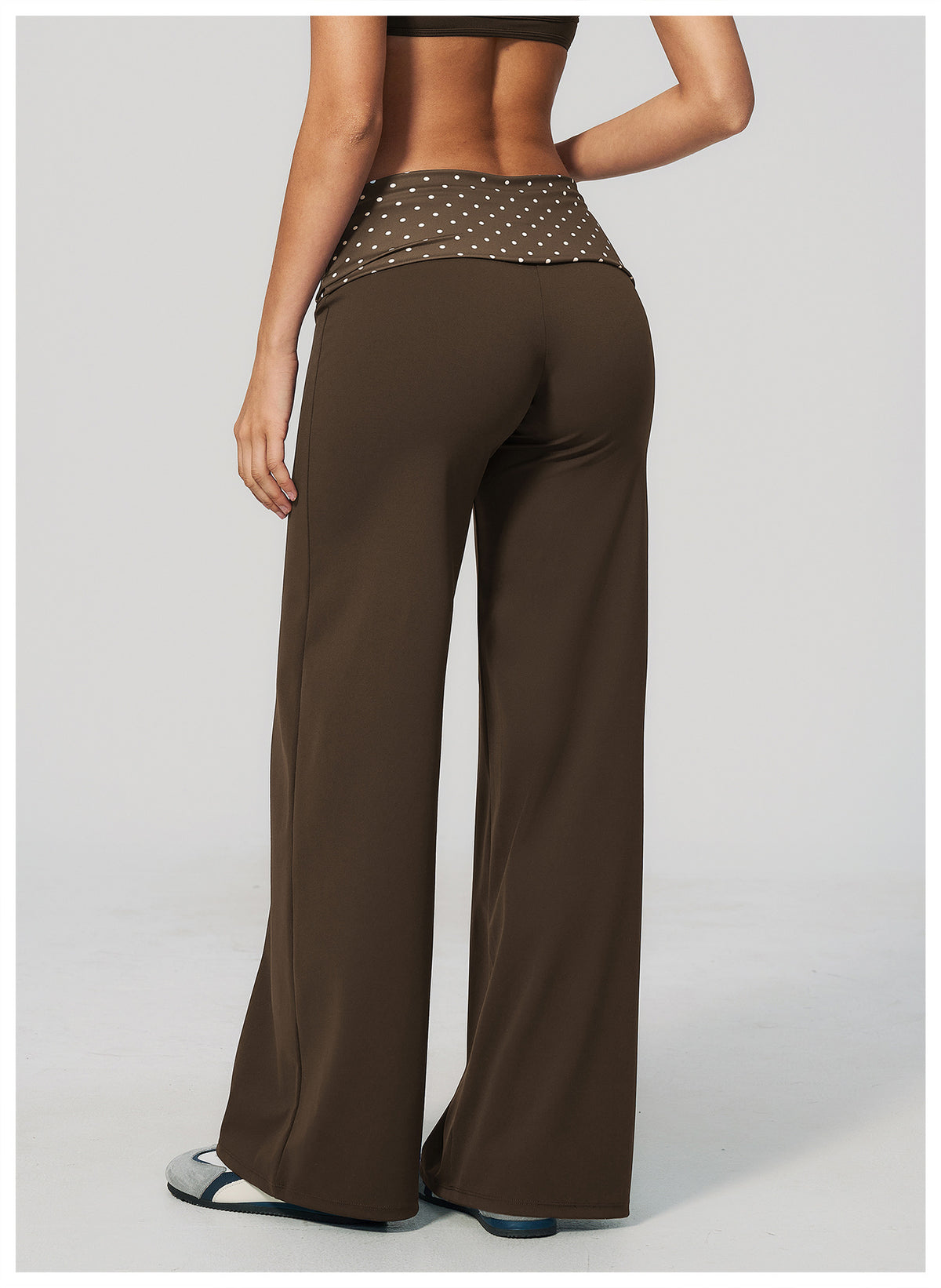 Women Fold Over Striped Waist Flare Yoga Pants High Waist Bootcut Workout Pants