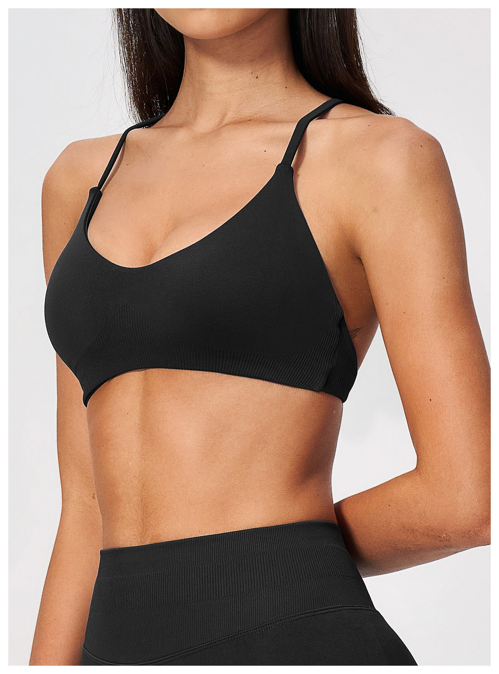 Seamless Sports Bra Women Wireless Y Back Thin Strap Shockproof Quick Dry Breathable Yoga Bra Removable Pads