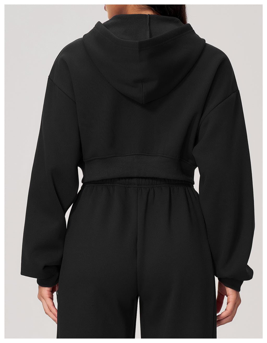 Women Fleece Lined Cropped Zip Up Hoodie Oversized Warm Hooded Jacket for Autumn Winter