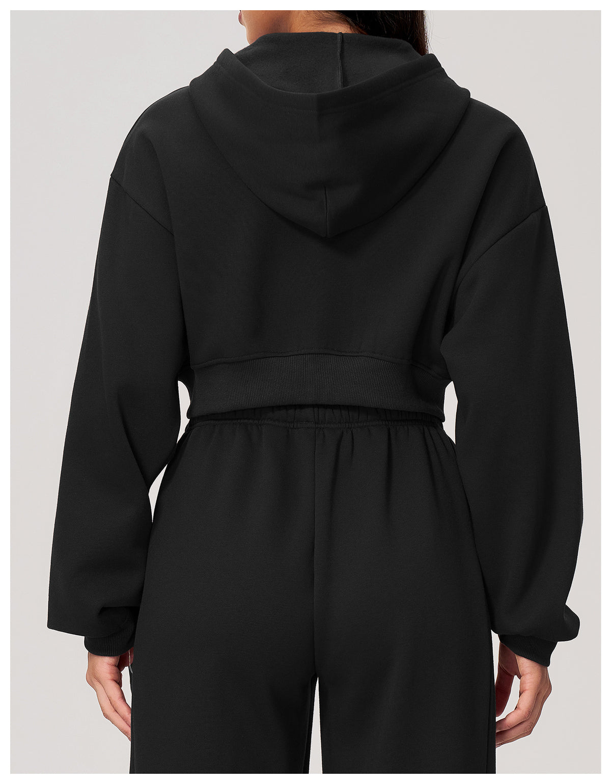 Women Fleece Lined Cropped Zip Up Hoodie Oversized Warm Hooded Jacket for Autumn Winter