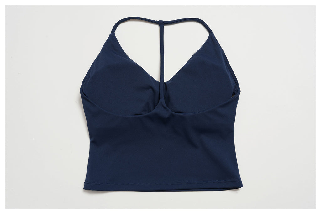 2 PCS Workout Set Women V Neck T-Back Halter Crop Tank Top and Contrast Side Stripe Fitness Sports Wide Leg Pants