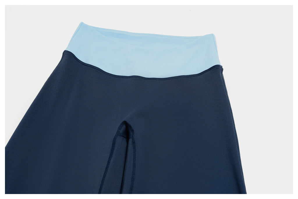 Women Color Block Brushed High Waist Wide Leg Yoga Pants