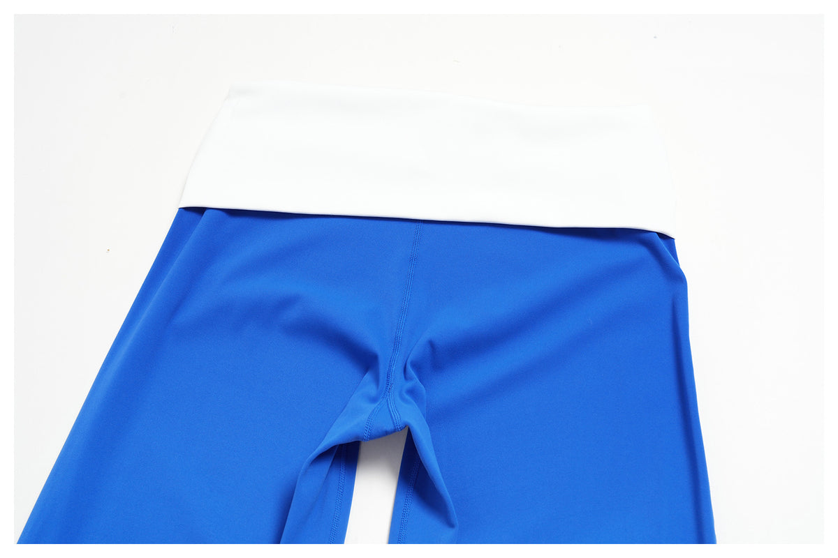 2 Piece Set Deep V-Neck Halter Thin Strap Backless Sports Bra and ColorBlock High Waisted Wide Leg Yoga Athletic Pants