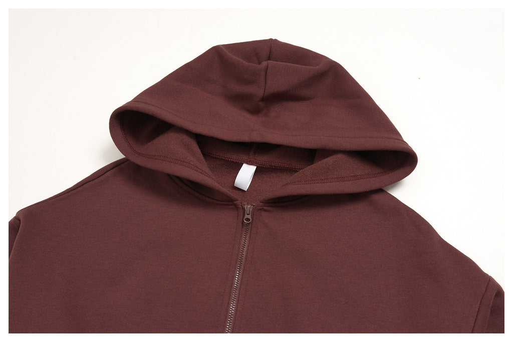 Women Fleece Lined Cropped Zip Up Hoodie Oversized Warm Hooded Jacket for Autumn Winter