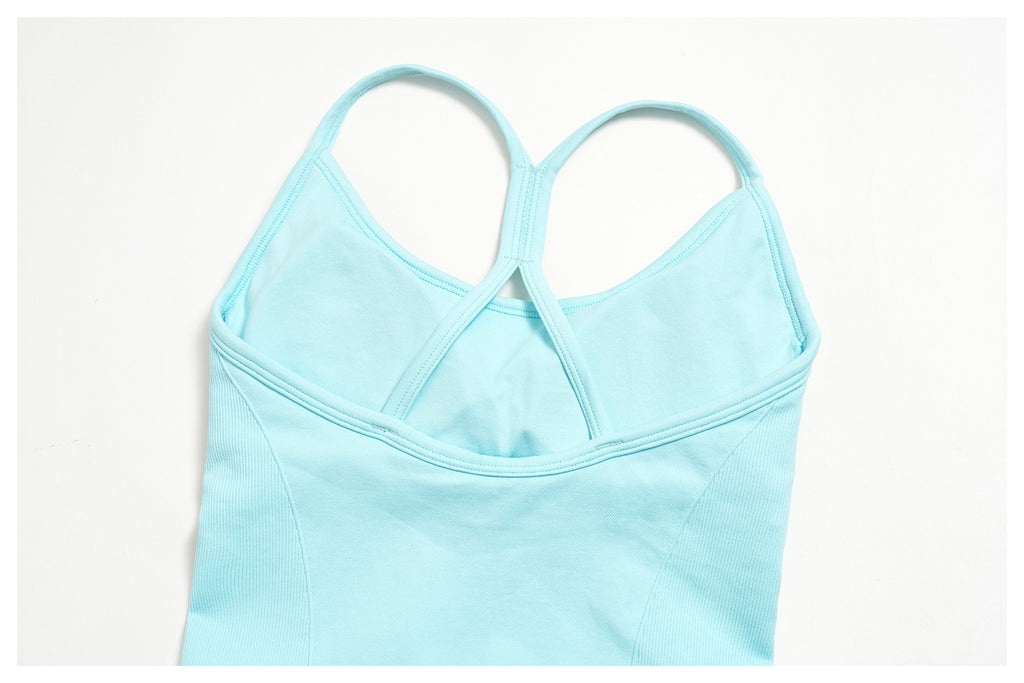 Women Seamless Yoga Romper Y-Back Spaghetti Strap Workout Bodysuit Tummy Control Butt Lifter Short Jumpsuit for Gym Fitness