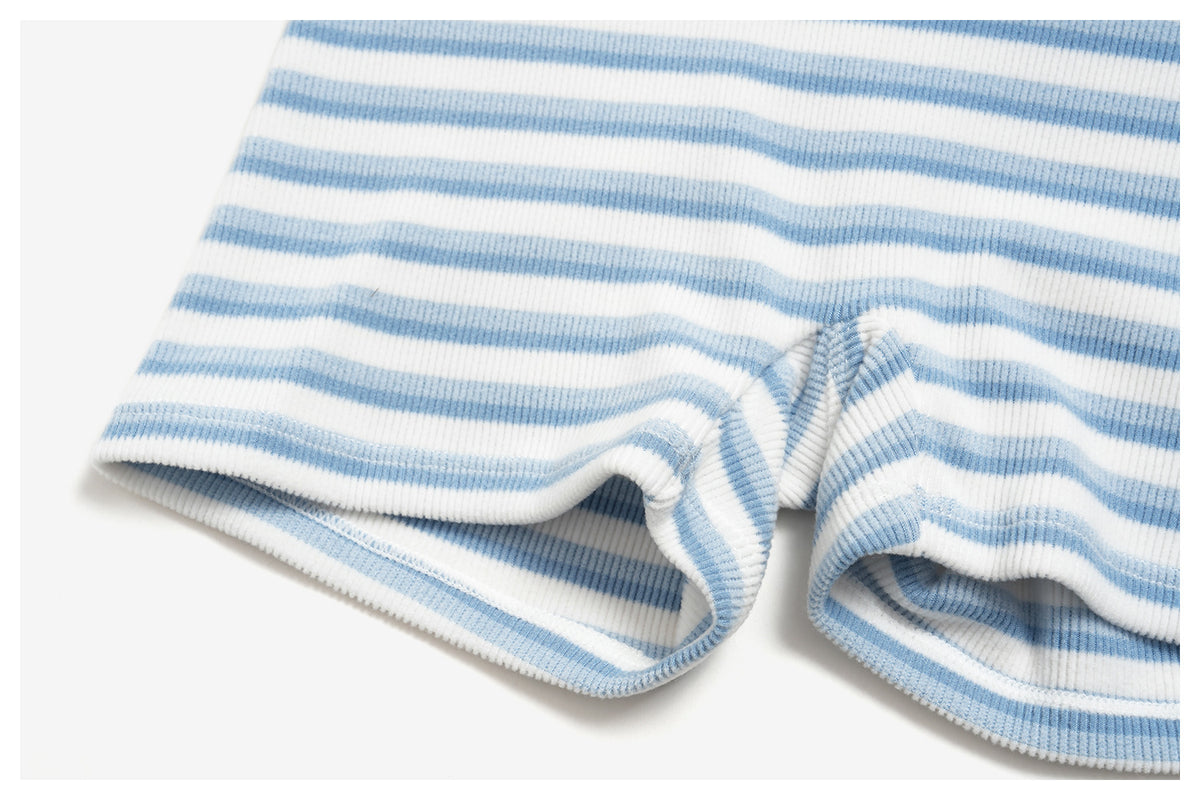 Women Ribbed Striped Fold Over High Waist Yoga Biker Shorts