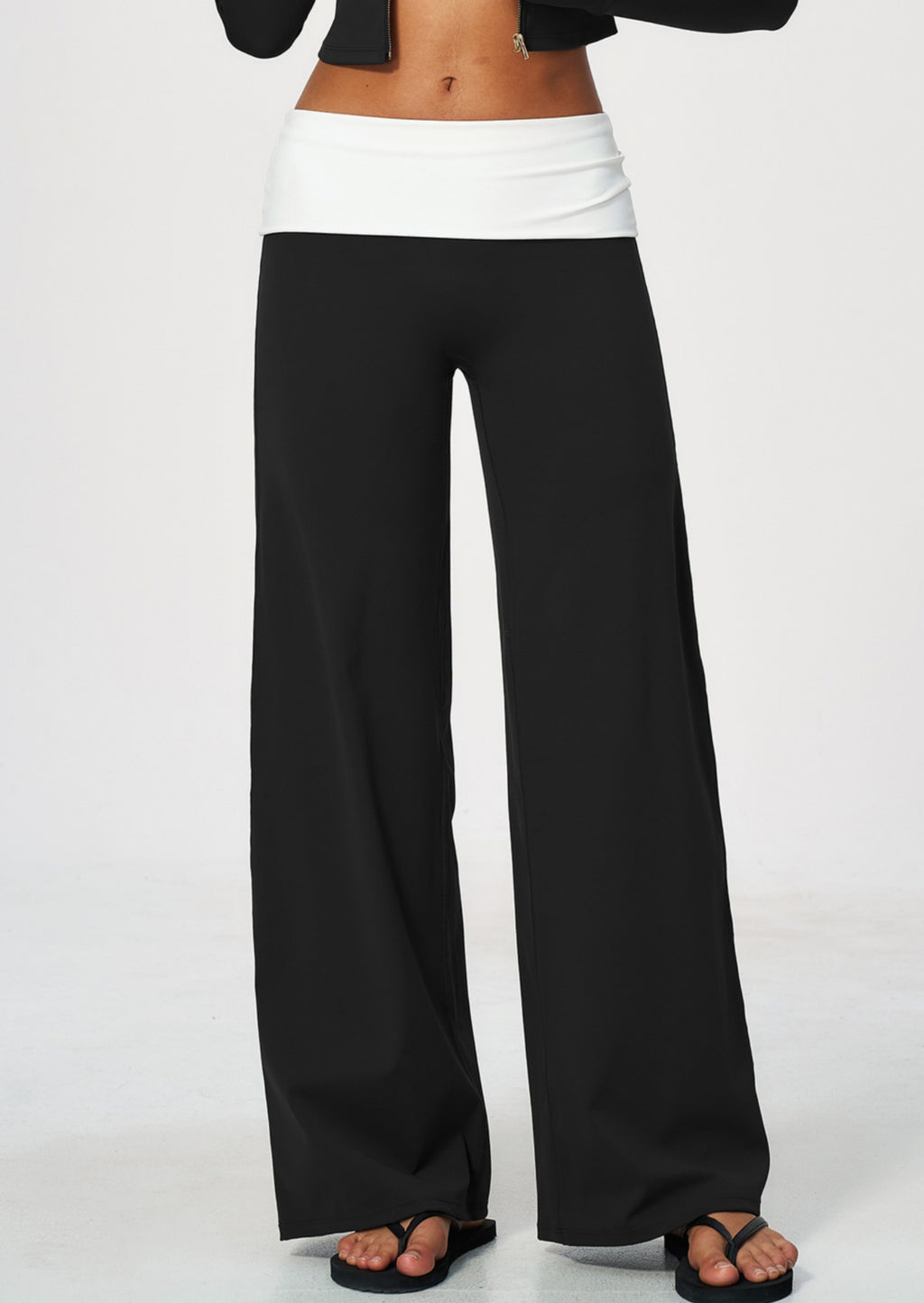 Women Brushed ColorBlock High Waisted Wide Leg Yoga Athletic Pants