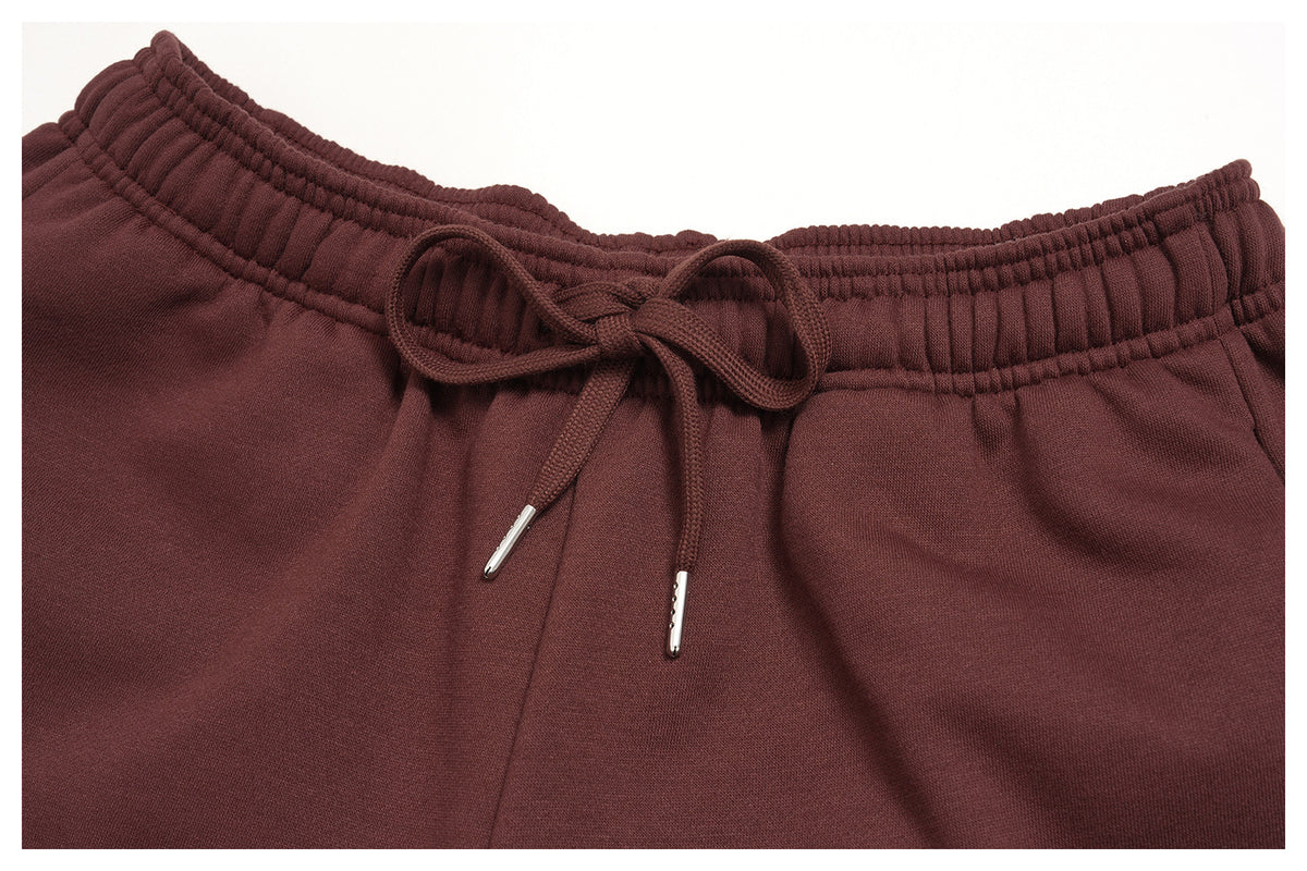 Women 2 Piece Fall Winter Tracksuits Fleece Lined Cropped Zip Up Hoodie and Drawstring Waist Loose Sweat Shorts with Side Pockets