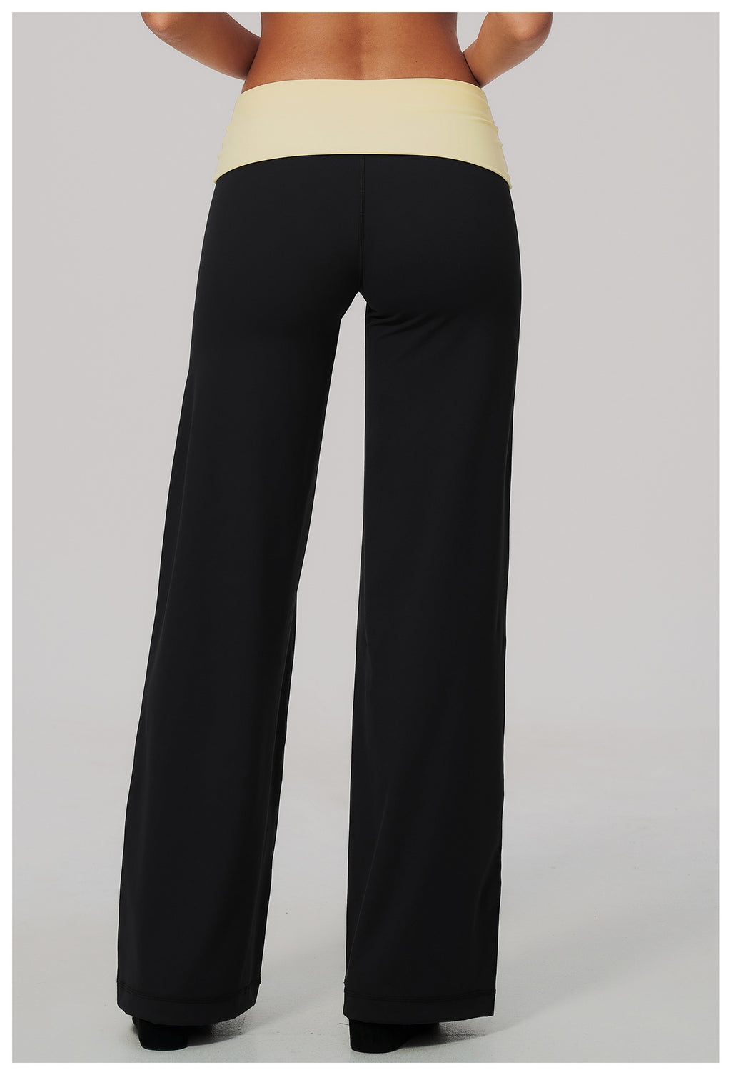Women Colorblock Foldover Waist High-Rise Loose Wide Leg Yoga Pants