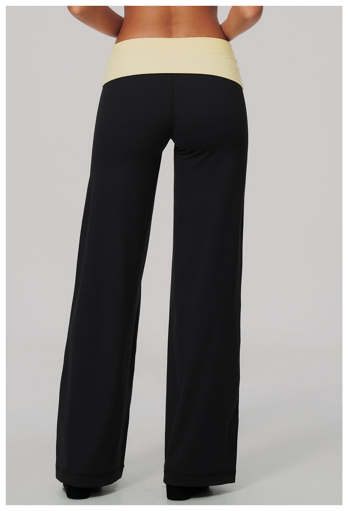 Women Colorblock Foldover Waist High-Rise Loose Wide Leg Yoga Pants