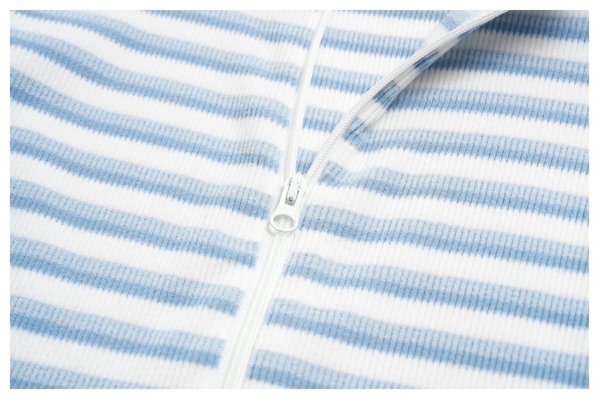 3 Piece Striped Yoga Set Long Sleeve Zip up Jacket Strapless Soft Tube Top Elastic Drawstring Waist Wide Leg Pants Workout Outfit Gym Running Sports Activewear Set