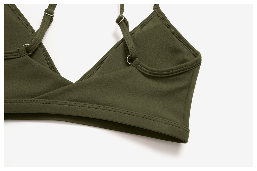 Women V Neck Twist Back Adjustable Spaghetti Straps Sports Bra