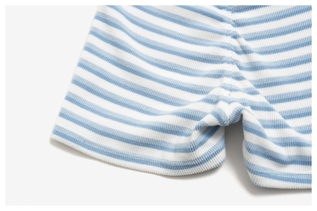 Women Ribbed Striped Fold Over High Waist Yoga Biker Shorts