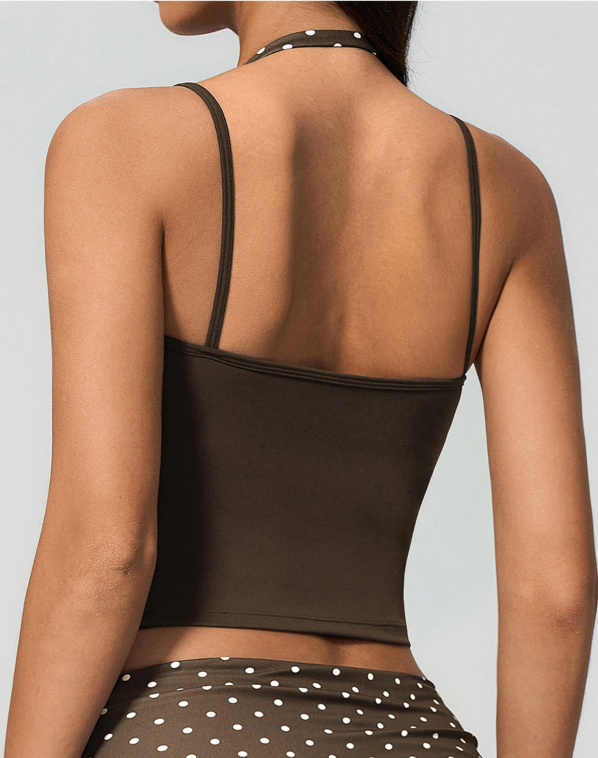Women Halter Fake Two Piece Yoga Vest Striped Print Slim Fit Workout Tank Top
