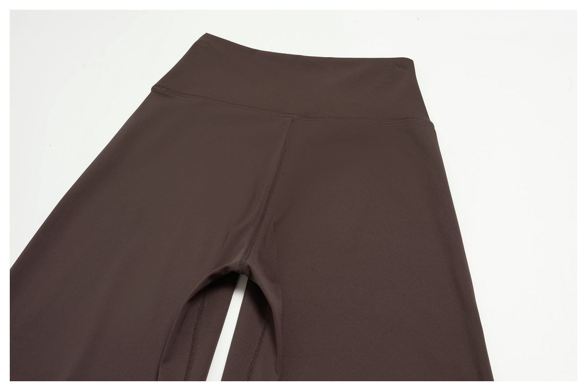 2 Piece Colorblock Halter Long Sleeve Cropped Yoga Top and Cross Waist Wide Leg Yoga Pants Set