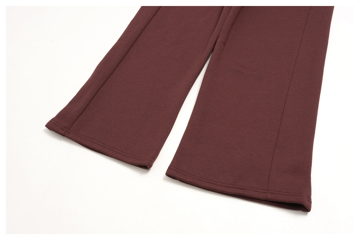 Women Fleece Lined Wide Leg Sweatpants Warm Casual Pants with Side Pockets for Autumn Winter