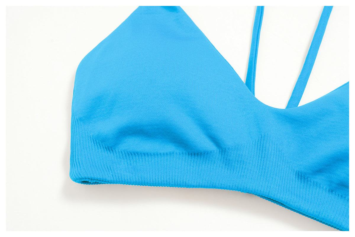 Seamless Sports Bra Women Wireless Y Back Thin Strap Shockproof Quick Dry Breathable Yoga Bra Removable Pads