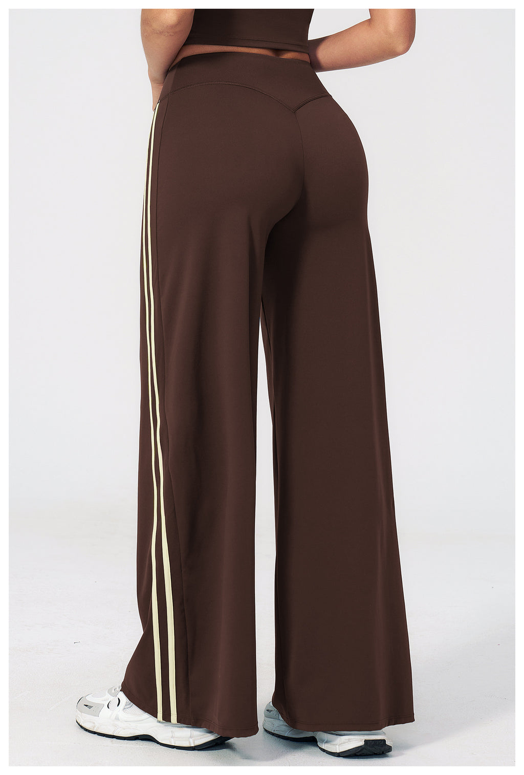 Women Contrast Side Stripe Fitness Gym Wide Leg Pants