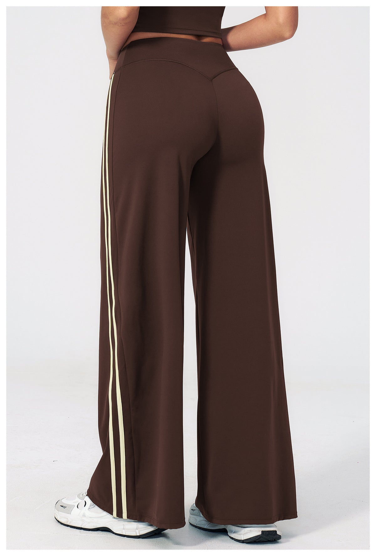 Women Contrast Side Stripe Fitness Gym Wide Leg Pants