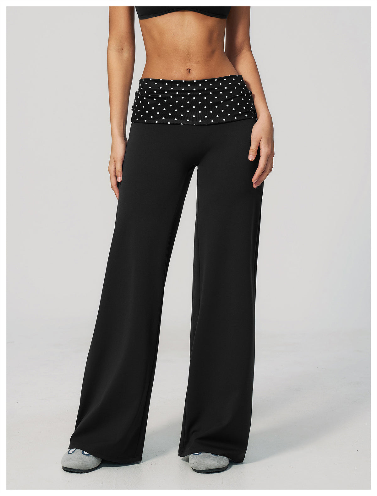 Women Fold Over Striped Waist Flare Yoga Pants High Waist Bootcut Workout Pants