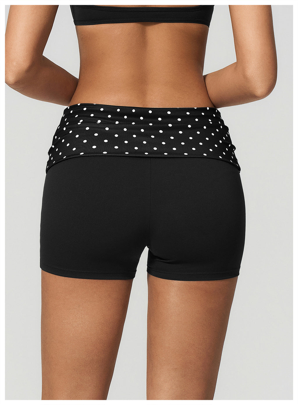 Women Fold Over Striped Waist Yoga Shorts High Waist Tight Workout Biker Shorts
