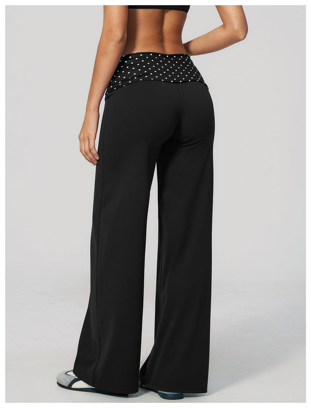 Women Fold Over Striped Waist Flare Yoga Pants High Waist Bootcut Workout Pants