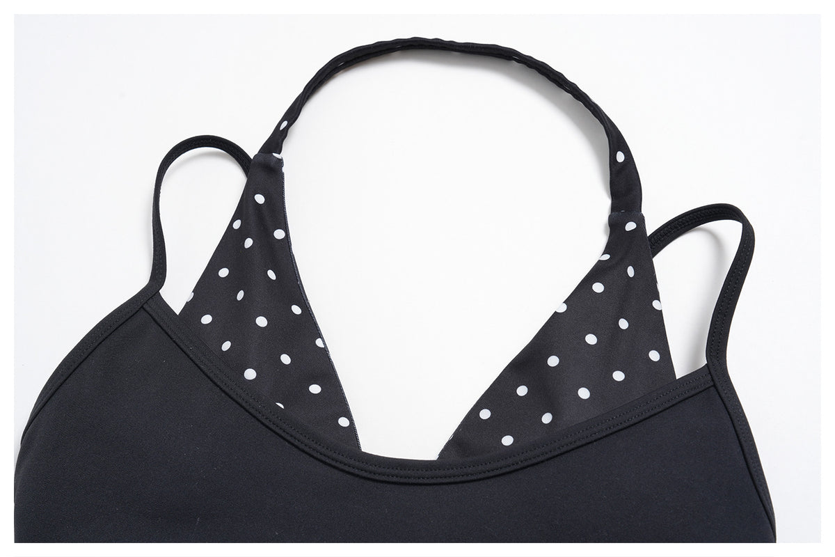 Women 2 Piece Yoga Set Halter Fake Two Piece Sports Bra and Fold Over Striped Waist Biker Shorts
