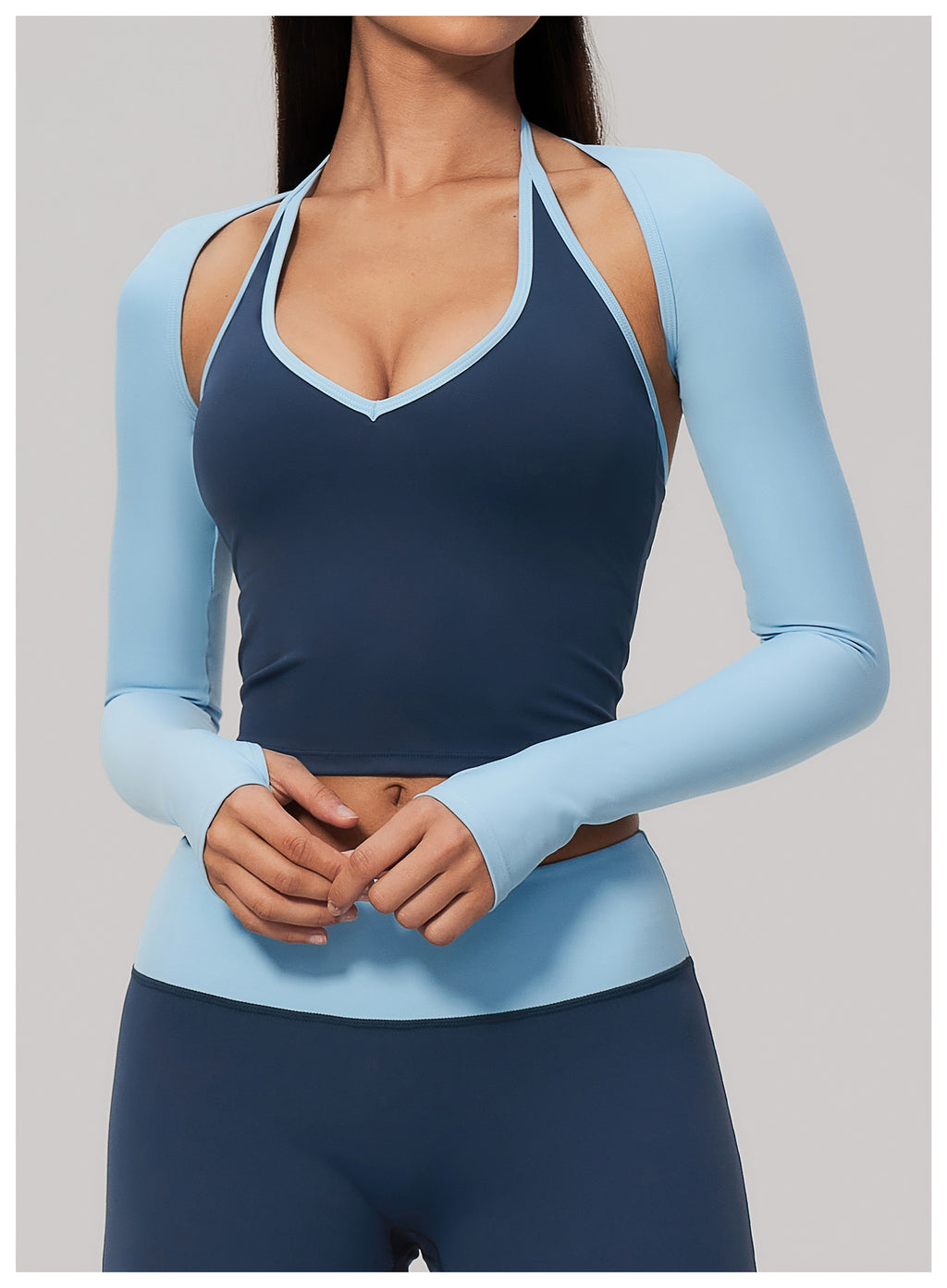 Women Cropped Long Sleeve Yoga Shrug With Thumb Hole
