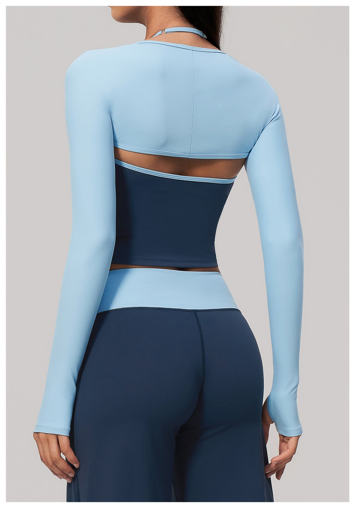 Women Cropped Long Sleeve Yoga Shrug With Thumb Hole
