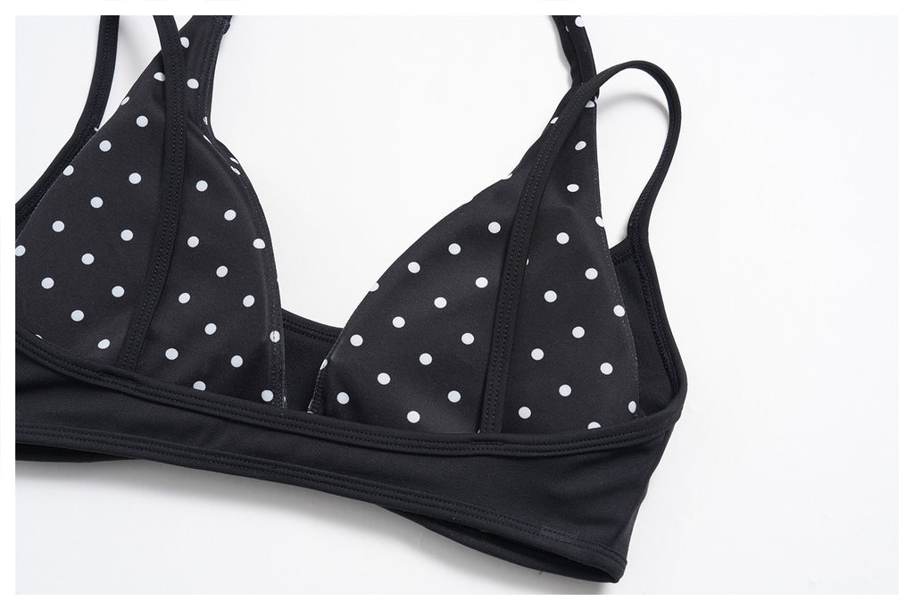 Women Halter Fake Two Piece Sports Bra Striped Print Thin Strap High Support Yoga Bra
