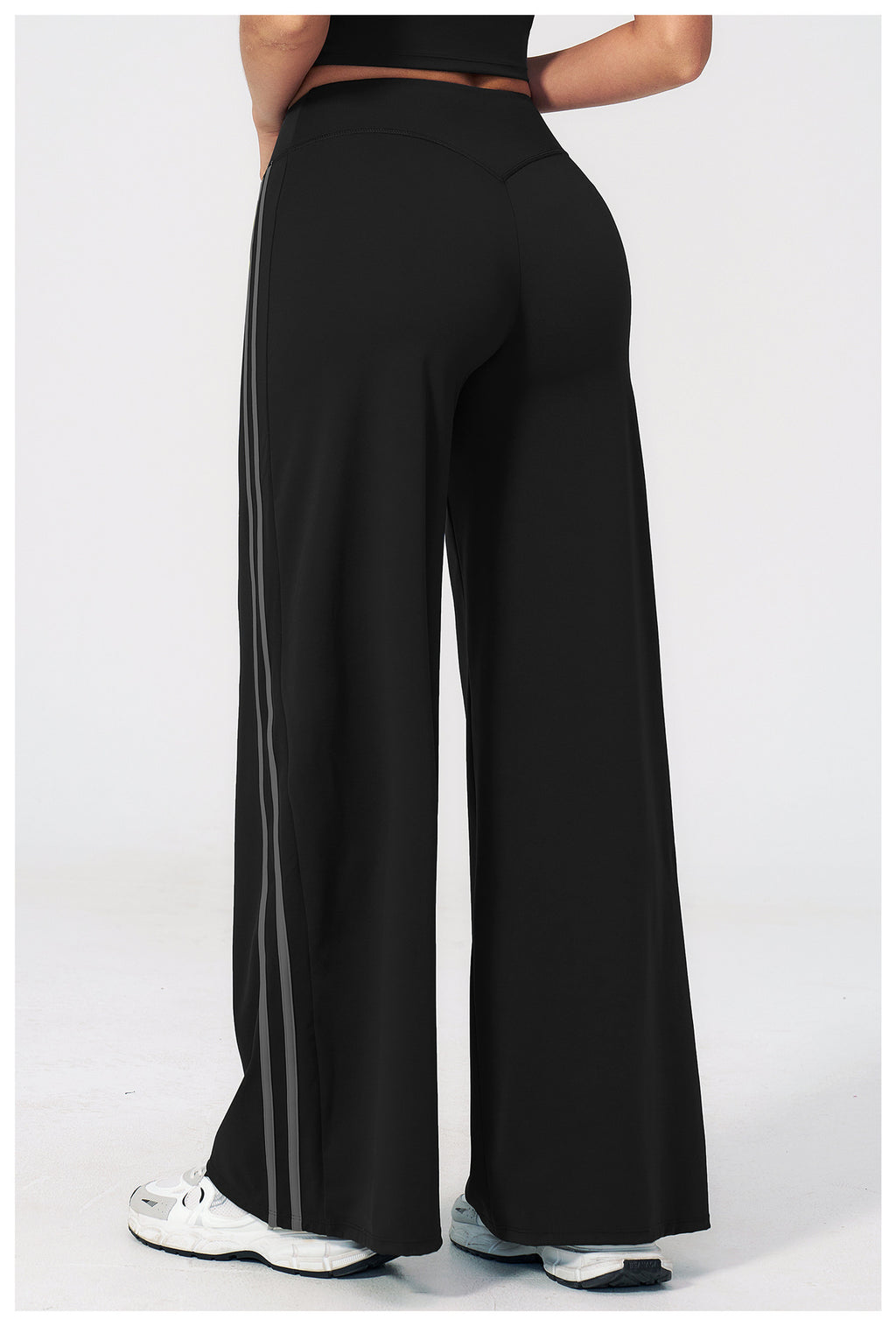 Women Contrast Side Stripe Fitness Gym Wide Leg Pants