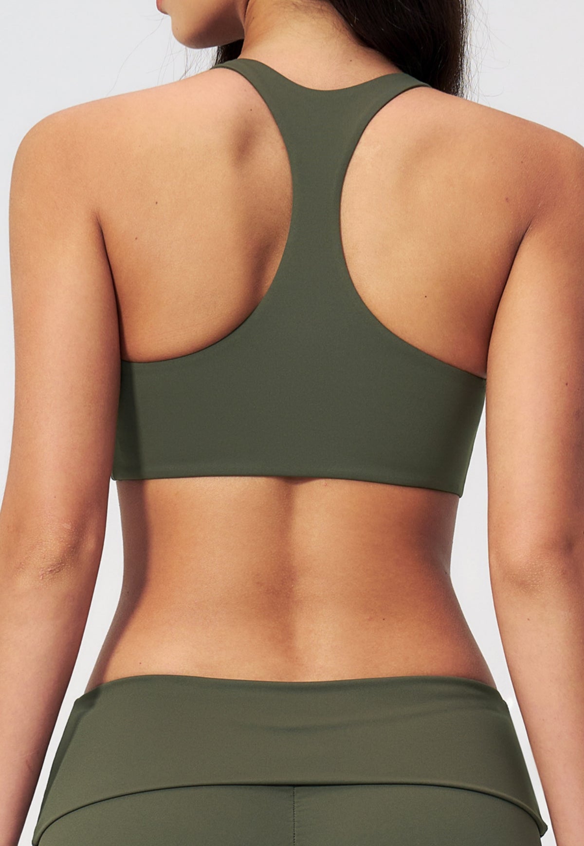 Women Contrast Color Scoop Neck Racerback High Support Sports Bra