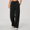 Women Fleece Lined Wide Leg Sweatpants Warm Casual Pants with Side Pockets for Autumn Winter