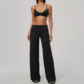 2 Piece Activewear Set V Neck Twist Back Adjustable Spaghetti Straps Sports Bra and High Waist Wide Leg Yoga Pants