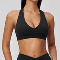 Women Deep V-Neck Keyhole Back Sports Bra